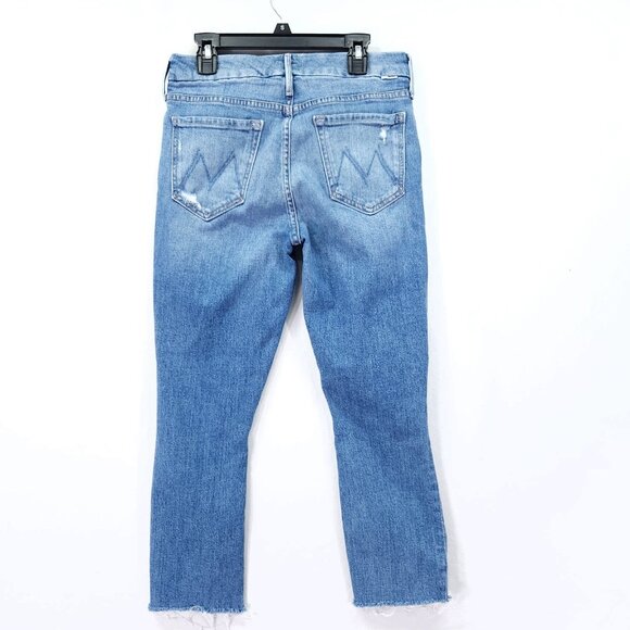 Mother Womens The Looker Ankle Fray Jeans 27 Stretch Mid Rise Distress Raw Hem - Picture 2 of 16